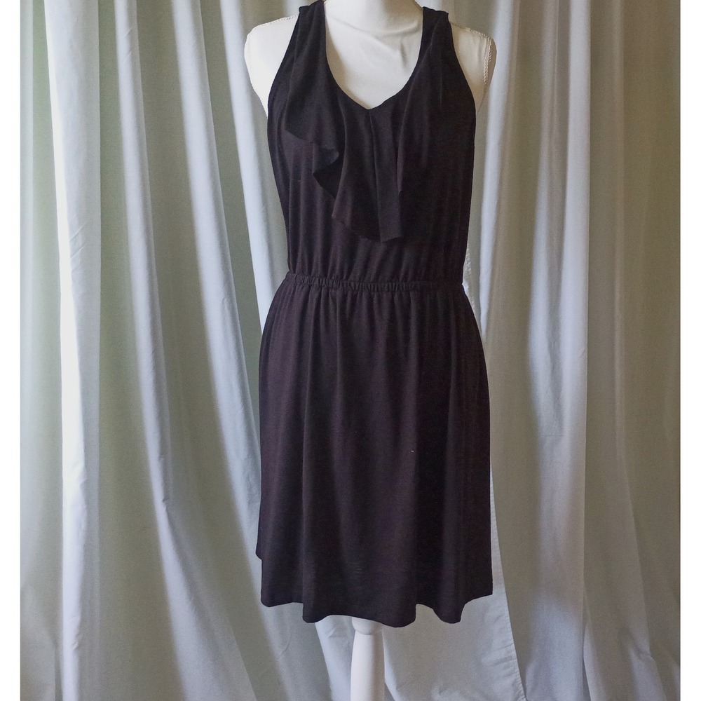 Gothic Moody Fairycore Baddie Black Halter Ruffle V-Neck T-Back Dress Large